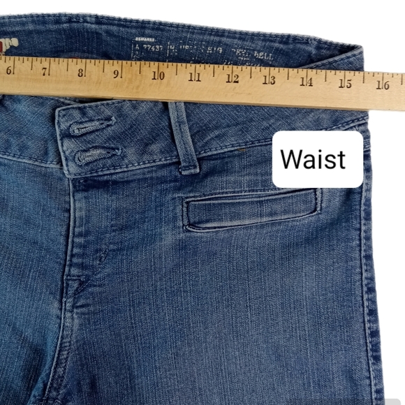 Vintage Y2K Jean Bell Bottom Hippie Cowgirl Mid Rise Mid Wash Blue Casual Wm L - Picture 6 of 12